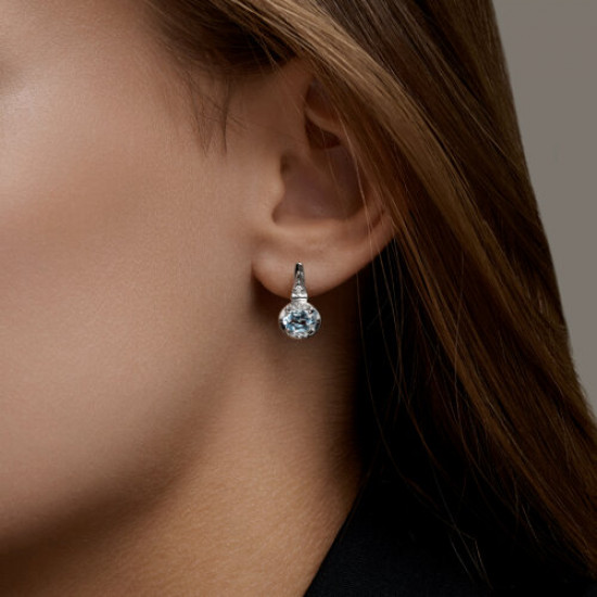 Серьги из серебра с топазами и фианитами