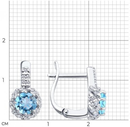 Серьги из серебра с топазами и фианитами