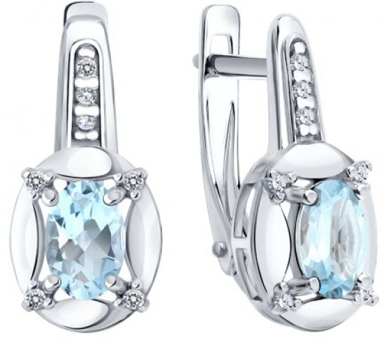 Серьги из серебра с топазами и фианитами