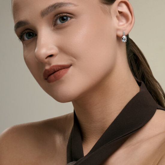 Серьги из серебра с топазами и фианитами