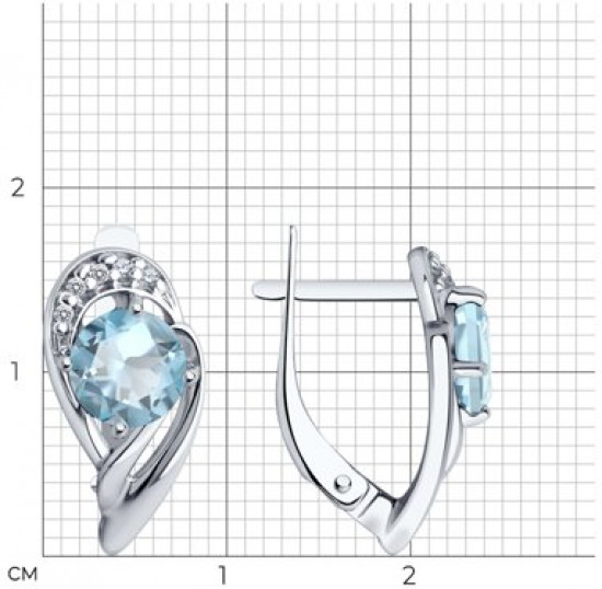 Серьги из серебра с топазами и фианитами