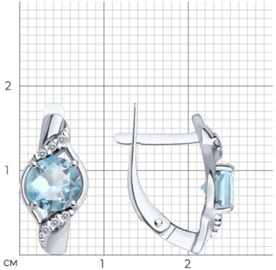 Серьги из серебра с топазами и фианитами