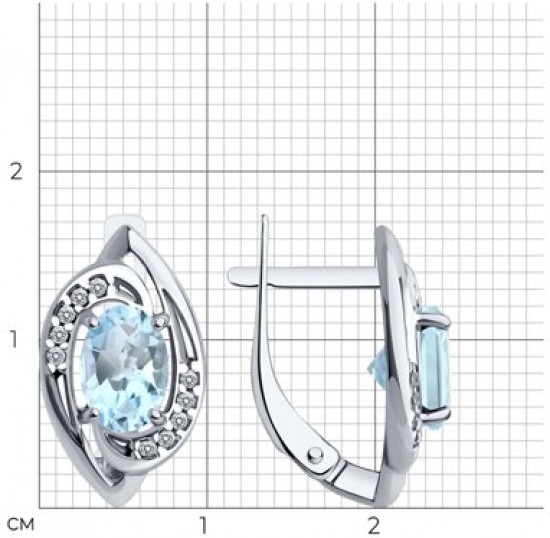 Серьги из серебра с топазами и фианитами