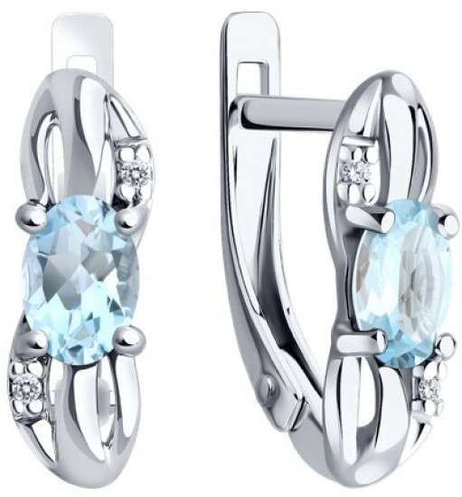 Серьги из серебра с топазами и фианитами