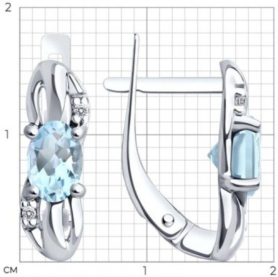 Серьги из серебра с топазами и фианитами