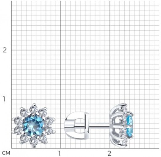 Серьги из серебра с топазами и фианитами