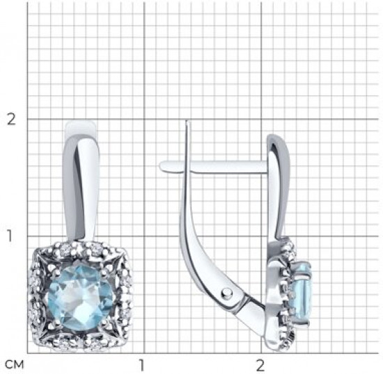 Серьги из серебра с топазами и фианитами