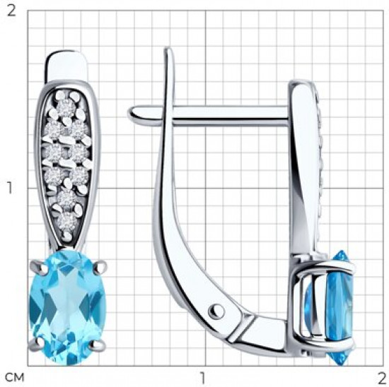 Серьги из серебра с топазами и фианитами