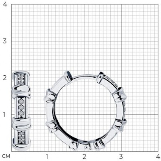 Серьги из серебра с фианитами