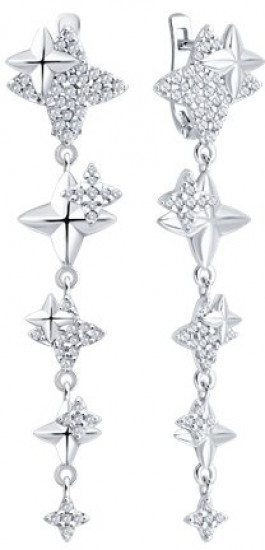 Серьги из серебра с фианитами