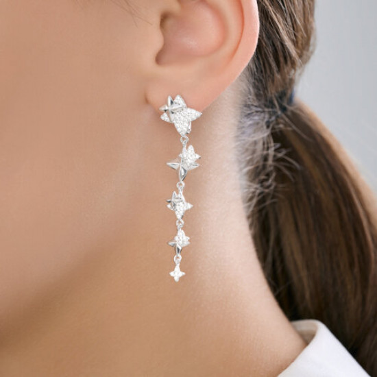 Серьги из серебра с фианитами