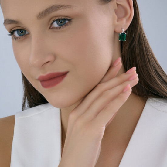 Серьги из серебра с фианитами