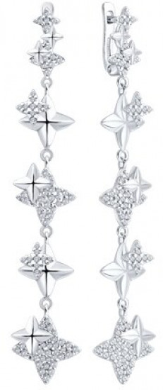 Серьги из серебра с фианитами