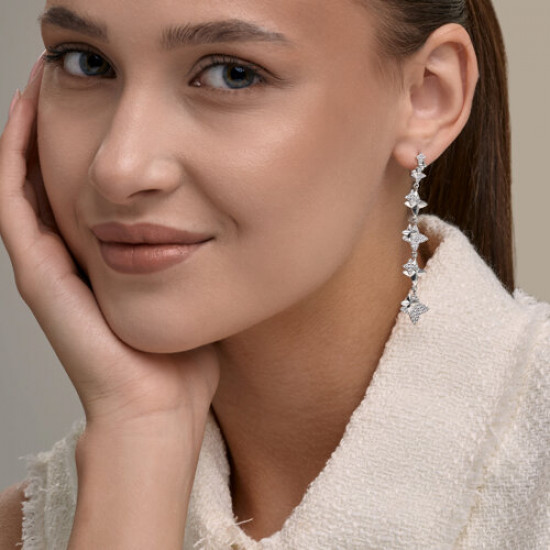 Серьги из серебра с фианитами