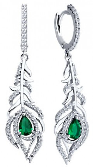 Серьги из серебра с фианитами