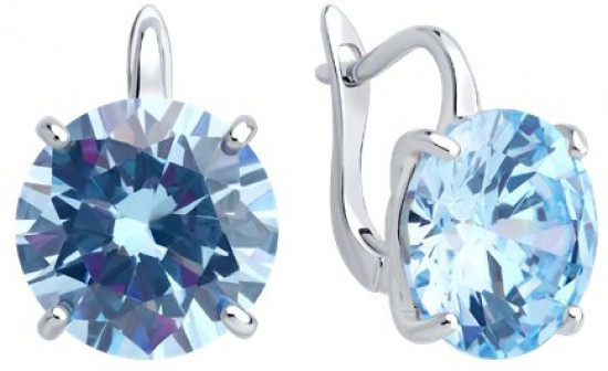 Серьги из серебра с фианитами