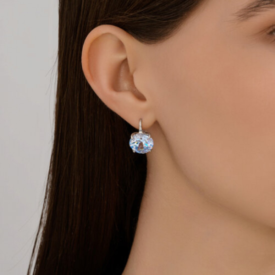 Серьги из серебра с фианитами