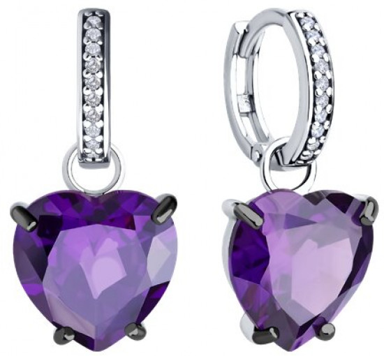 Серьги из серебра с фианитами