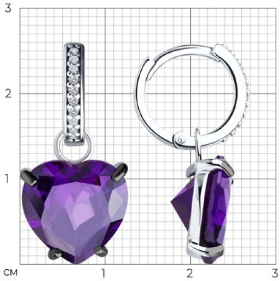 Серьги из серебра с фианитами