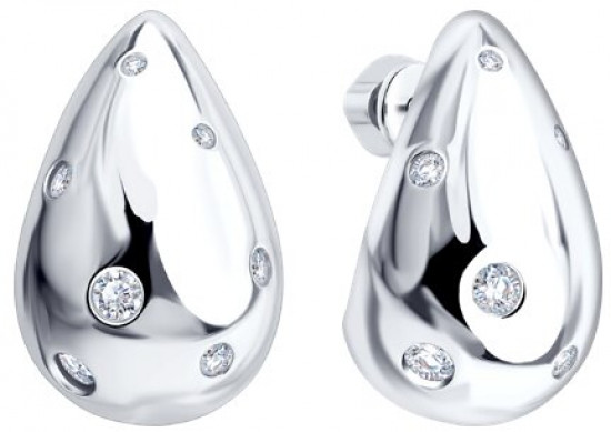 Серьги из серебра с фианитами