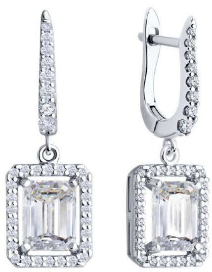 Серьги из серебра с фианитами