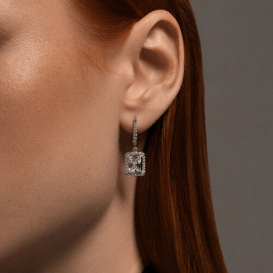 Серьги из серебра с фианитами