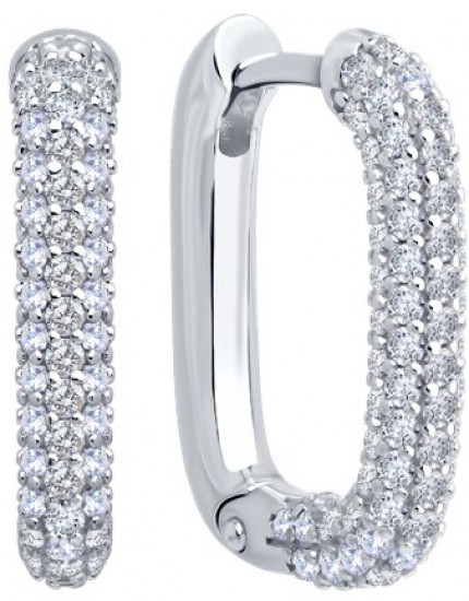 Серьги из серебра с фианитами