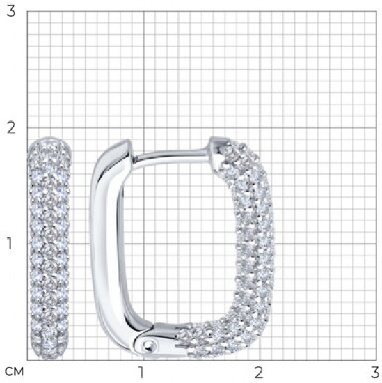 Серьги из серебра с фианитами