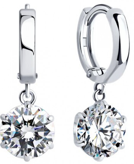 Серьги из серебра с фианитами