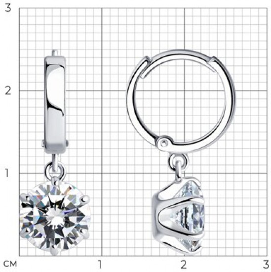 Серьги из серебра с фианитами