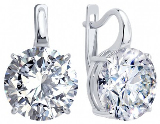 Серьги из серебра с фианитами