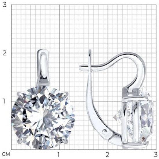 Серьги из серебра с фианитами