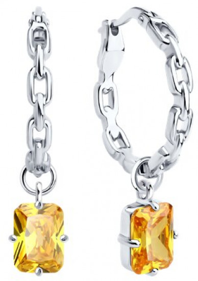 Серьги из серебра с фианитами