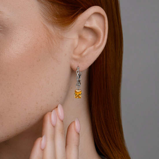 Серьги из серебра с фианитами