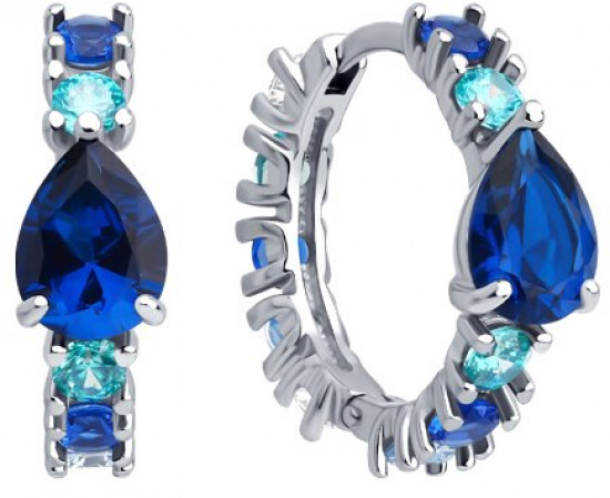 Серьги из серебра с фианитами