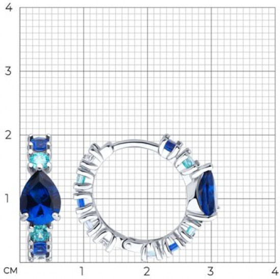 Серьги из серебра с фианитами