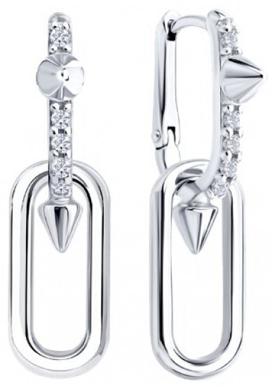 Серьги из серебра с фианитами