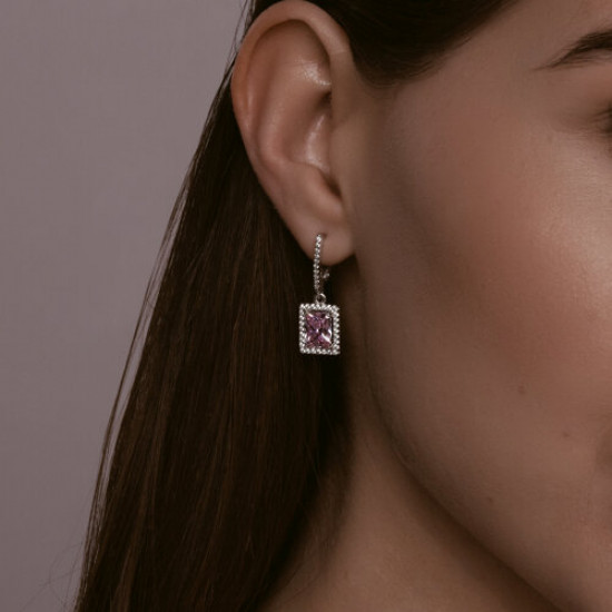 Серьги из серебра с фианитами