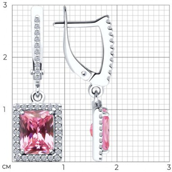 Серьги из серебра с фианитами