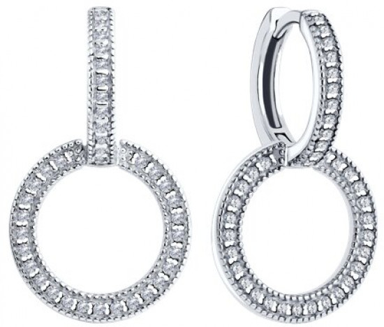 Серьги из серебра с фианитами