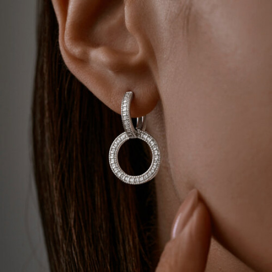 Серьги из серебра с фианитами