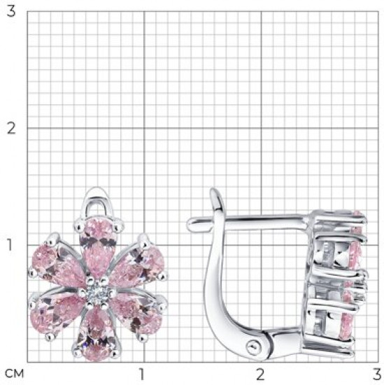 Серьги из серебра с фианитами