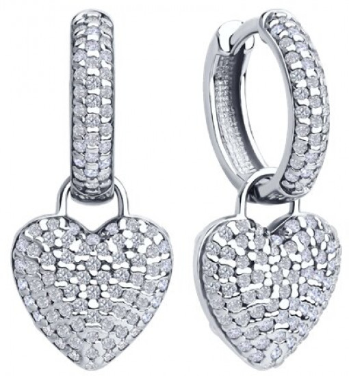 Серьги из серебра с фианитами