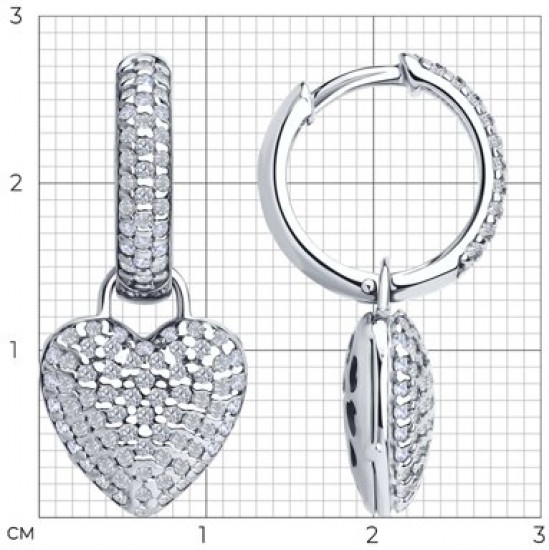 Серьги из серебра с фианитами