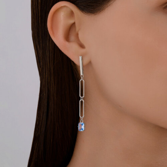 Серьги из серебра с фианитами