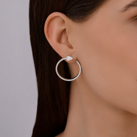 Серьги из серебра с фианитами