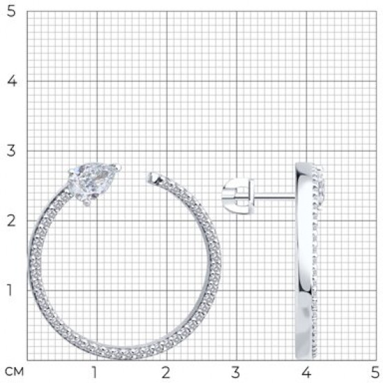 Серьги из серебра с фианитами
