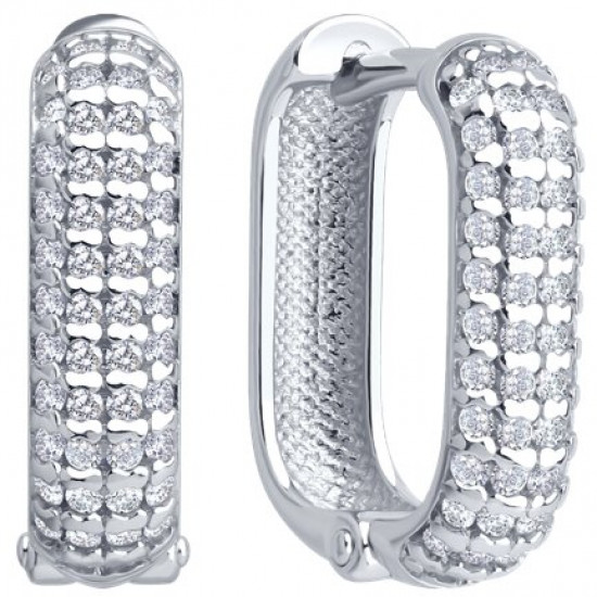 Серьги из серебра с фианитами