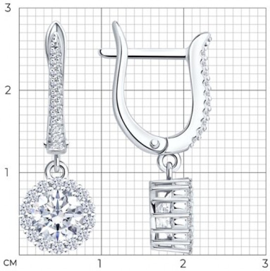 Серьги из серебра с фианитами