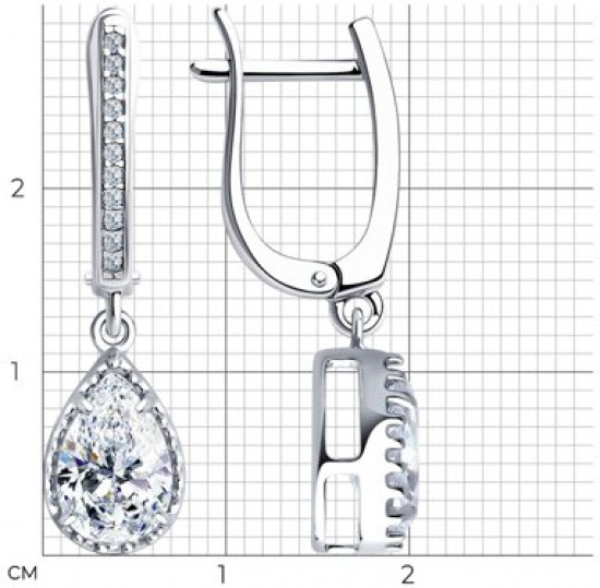 Серьги из серебра с фианитами